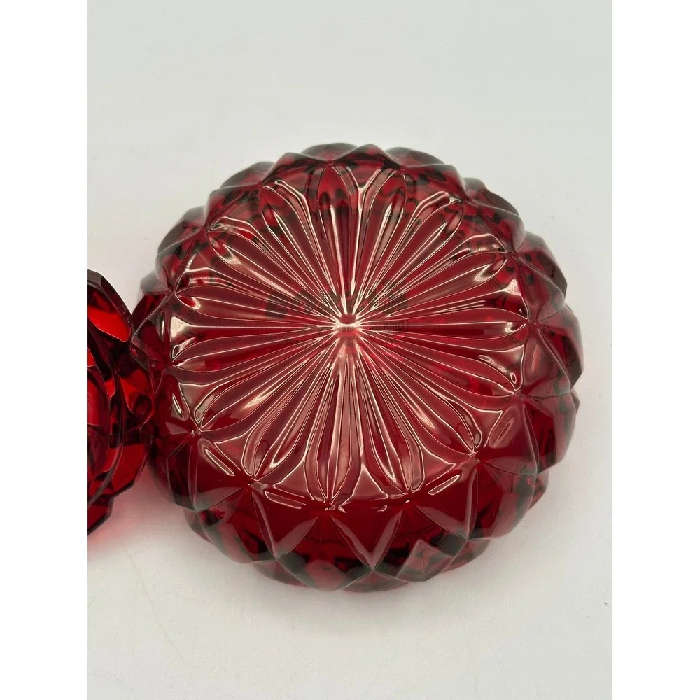 Godinger Red Cut Glass Hershey's Kiss Covered Dish Vintage Ruby Crystal